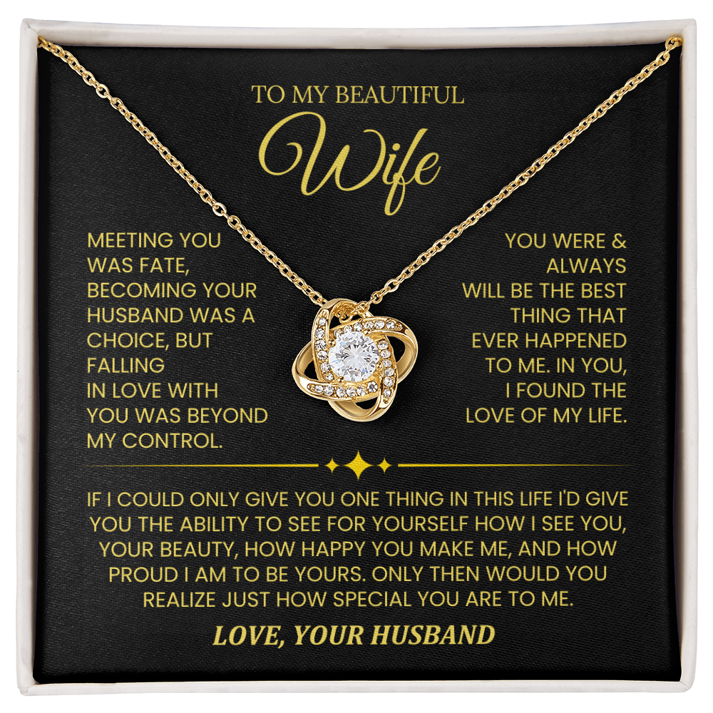 To My Beautiful Wife - Love Knot Necklace, Perfect Gift from Husband