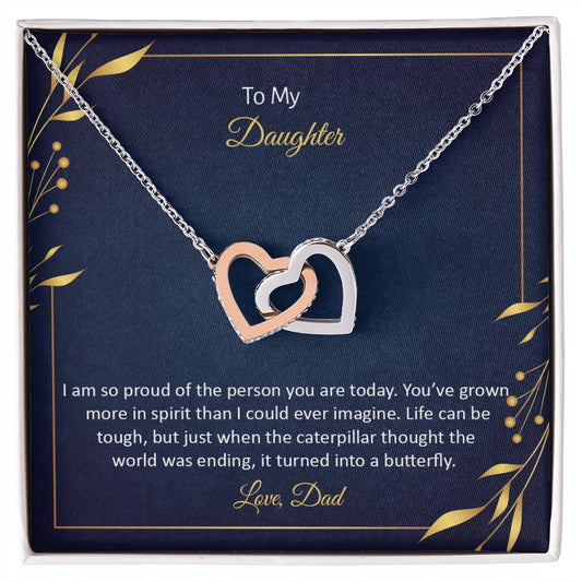 To My Daughter - So Proud of You Heart Necklace